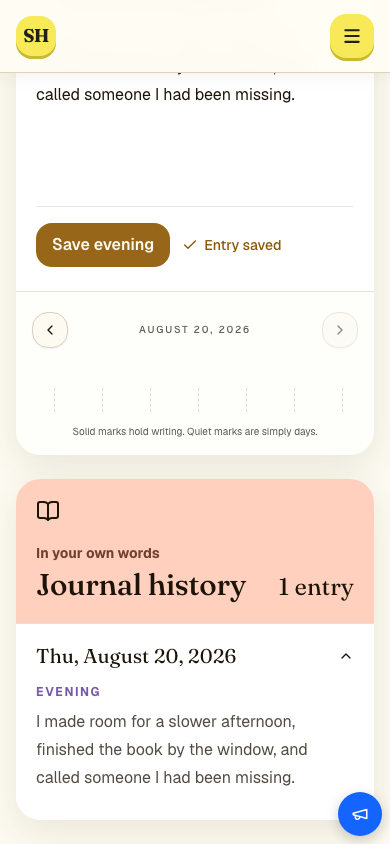 Journal recent entries