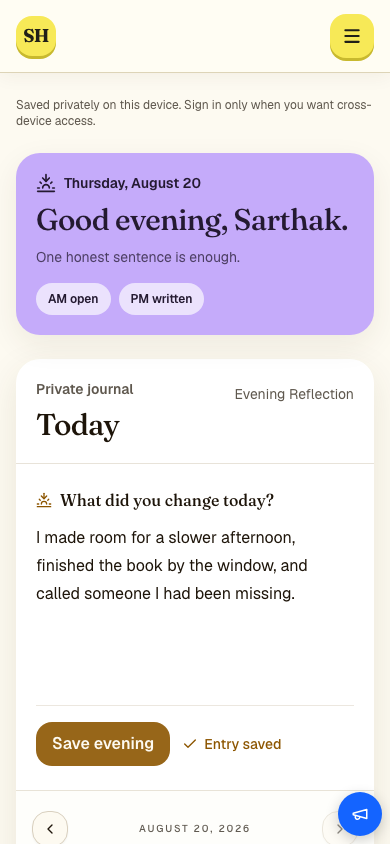 Journal open to today